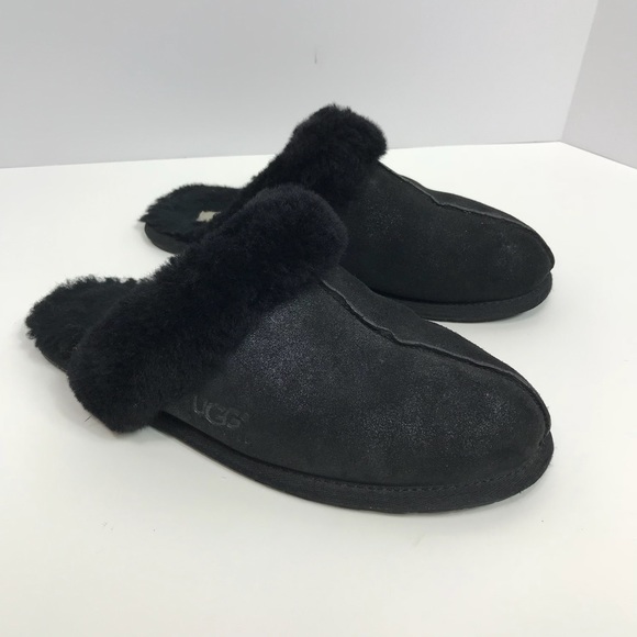 black fuzzy ugg slippers